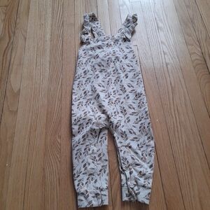 Cream and Brown Overalls with Playful Design